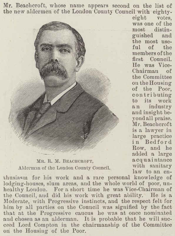 Mr RM Beachcroft, rådmand i London County Council (gravering) af English School