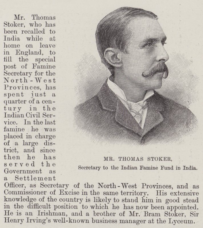 Thomas Stoker, sekretær for Indian Famine Fund i Indien af English School