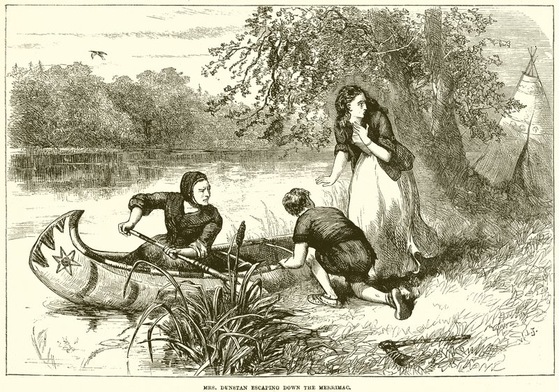 Mrs. Dunstan flygter ned ad Merrimac af English School