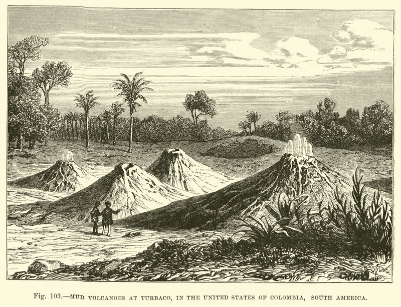 Mud volcanoes at Turbaco, in the United States of Colombia, South America  af English School