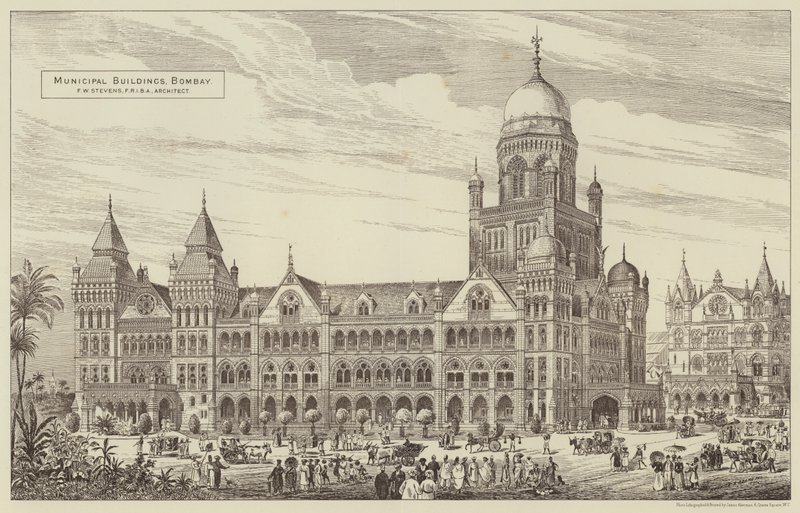 Kommunale bygninger, Bombay (gravering) af English School