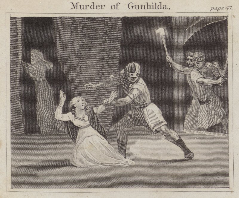 Mordet på Gunhilda (gravering) af English School