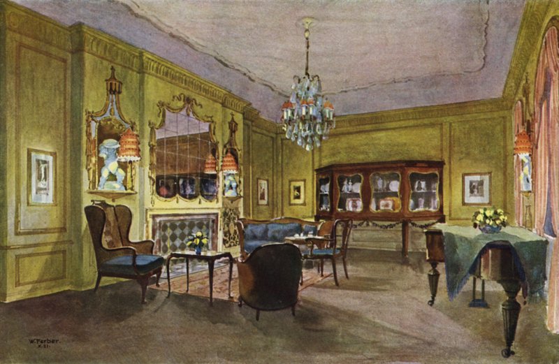 Musik-rum (farve litho) af English School