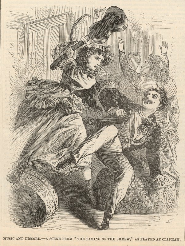 Musik og splid; En scene fra The Taming of the Shrew som spillet på Clapham af English School