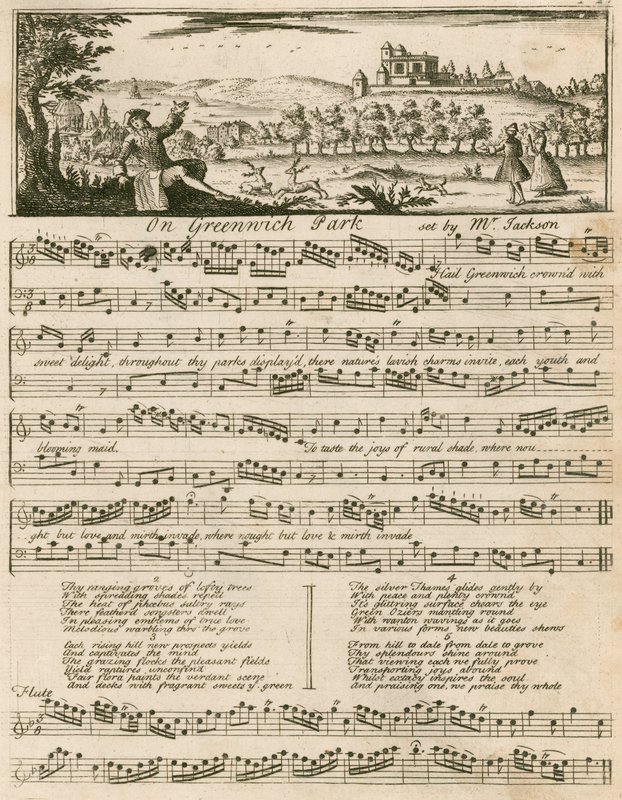 Musikalsk partitur: On Greenwich Park, sat af Mr. Jackson af English School