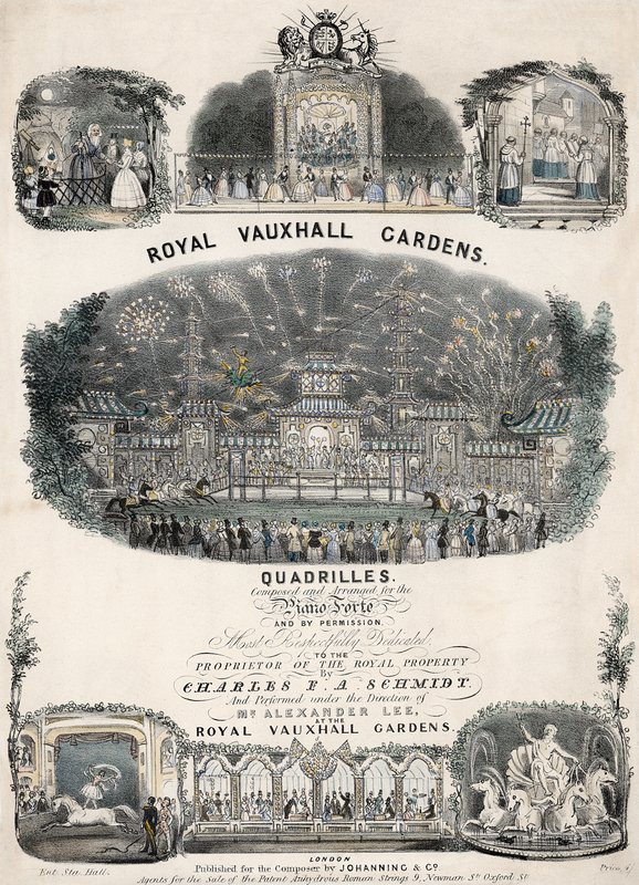 Musikmusik til Royal Vauxhall Gardens Quadrilles af Charles F A Schmidt af English School