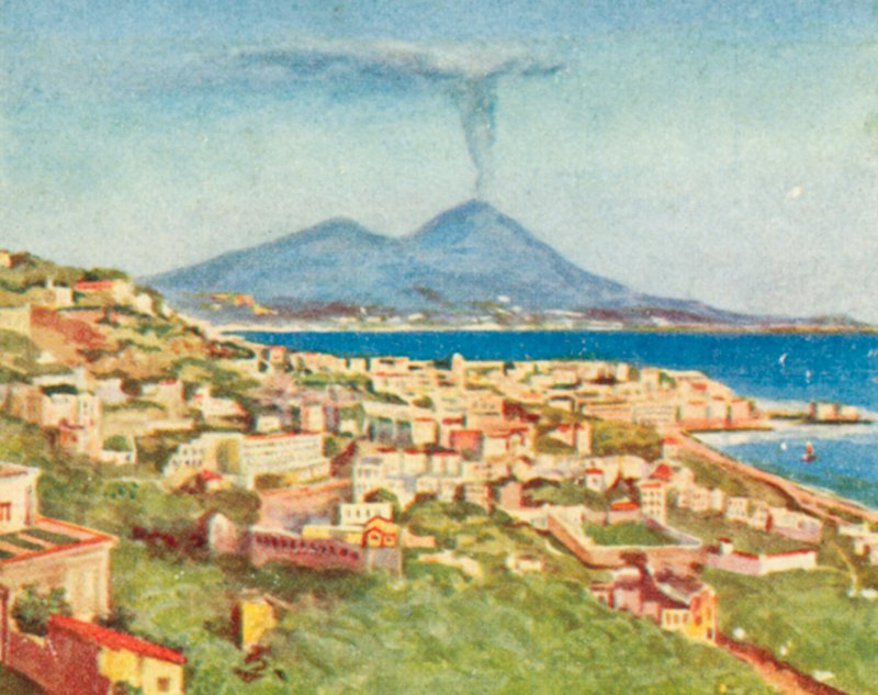 Napoli, byen og bugten (farvelitografi) af English School