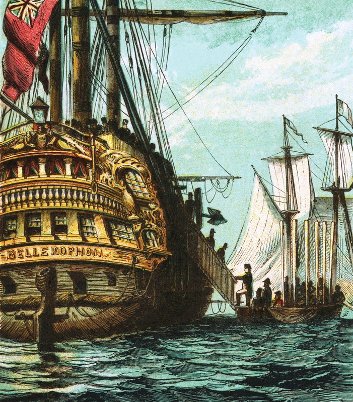 Napoleon i Bellerophon af English School