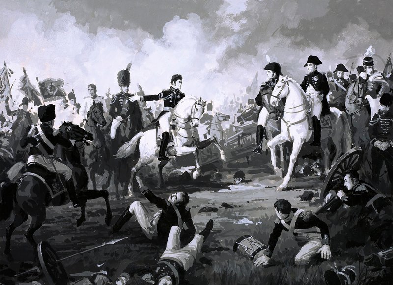 Napoleon triumferer i slaget ved Austerlitz (gouache på papir) af English School