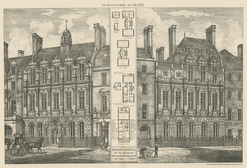 National Hospital for the Deformed, Great Portland Street og Bolsover Street af English School