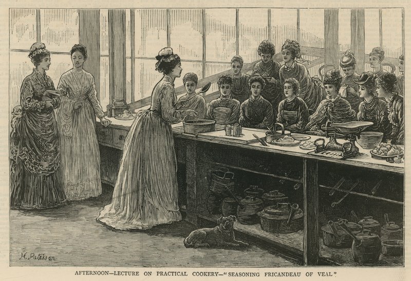 National Training School of Cookery i South Kensington: Eftermiddagsforedrag om praktisk madlavning af English School