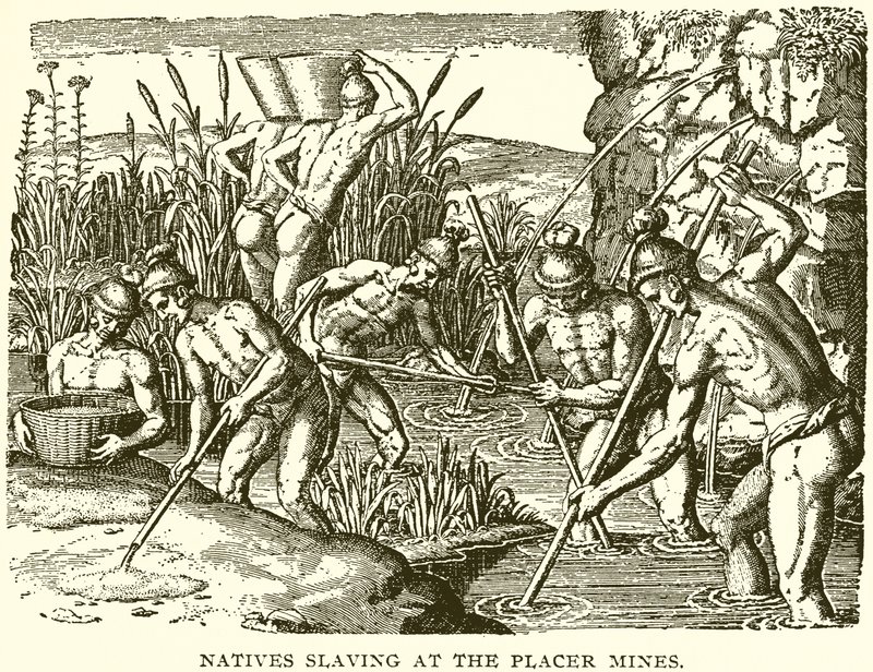 Indfødte slaver ved Placer-minerne af English School
