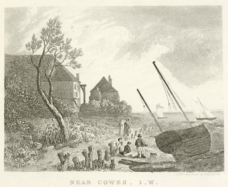 I nærheden af Cowes, Isle of Wight (gravering) af English School