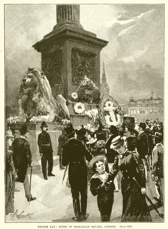 Nelson Day: Scene på Trafalgar Square, London af English School