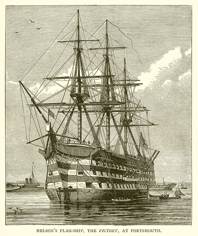 Nelsons flagskib, sejren, ved Portsmouth af English School