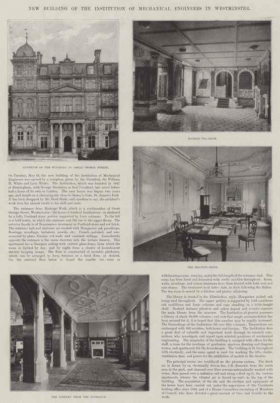 Ny bygning af Institution of Mechanical Engineers i Westminster (gravering) af English School