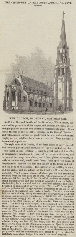 New Church, Broadway, Westminster (gravering) af English School