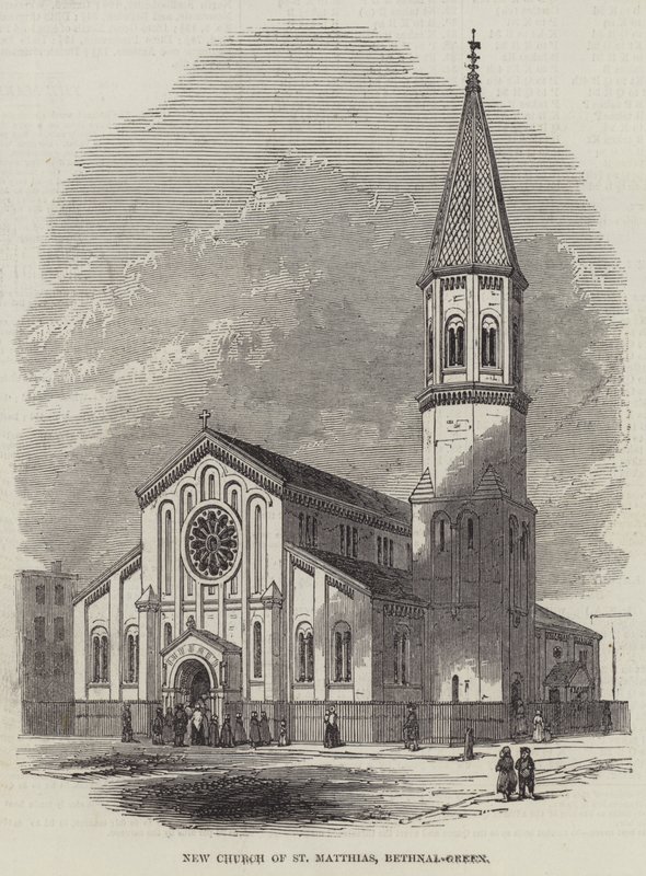 New Church of St Matthias, Bethnal-Green (gravering) af English School