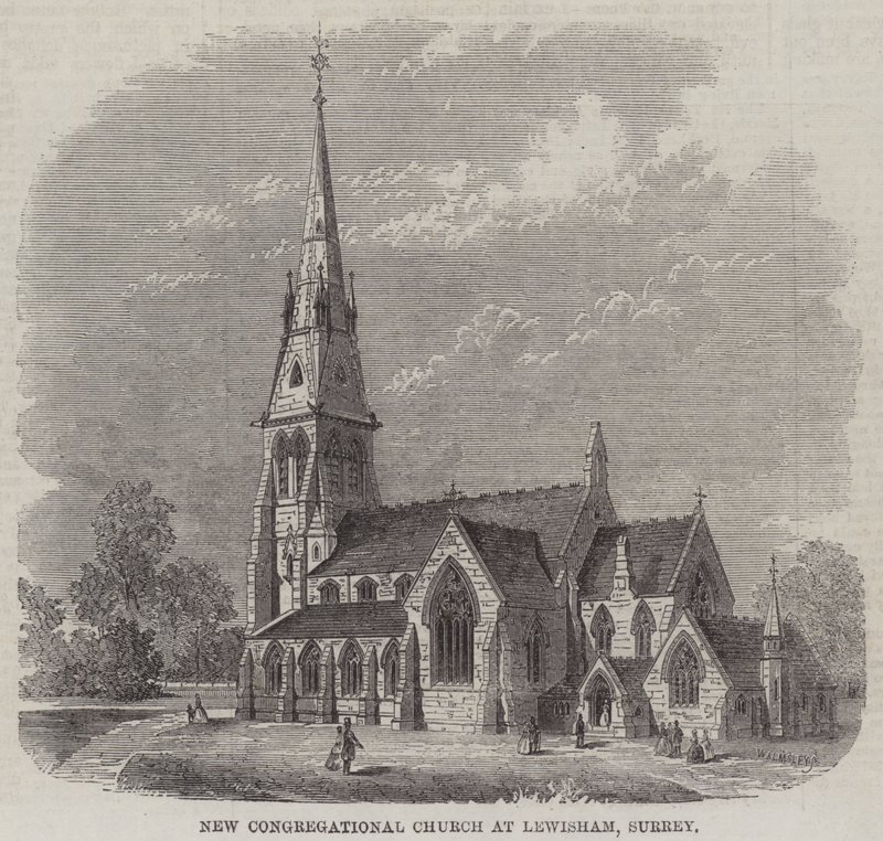 New Congregational Church i Lewisham, Surrey (gravering) af English School