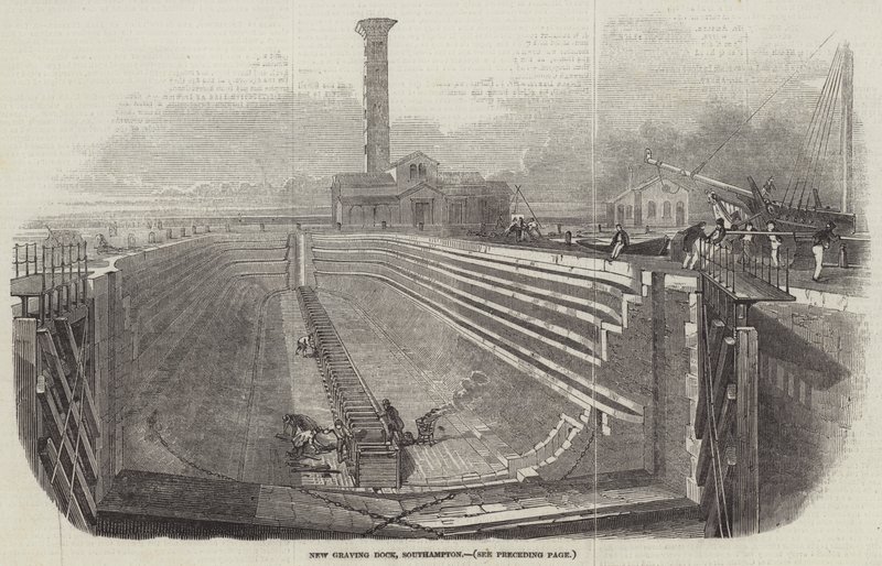 New Graving Dock, Southampton (gravering) af English School