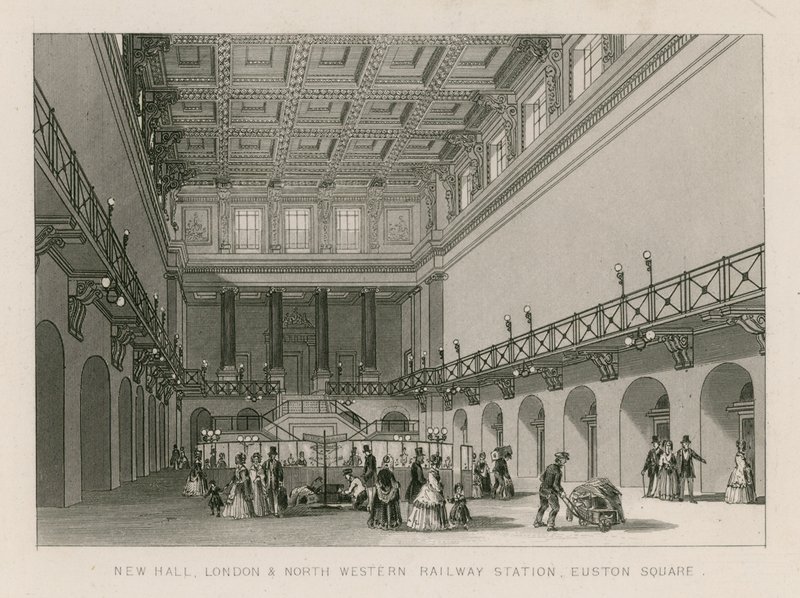 New Hall, London og North Western Railway Station, Euston Square, London af English School