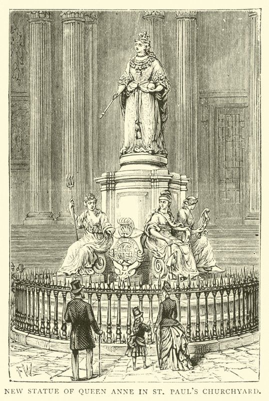 Ny statue af dronning Anne i St Pauls Churchyard af English School