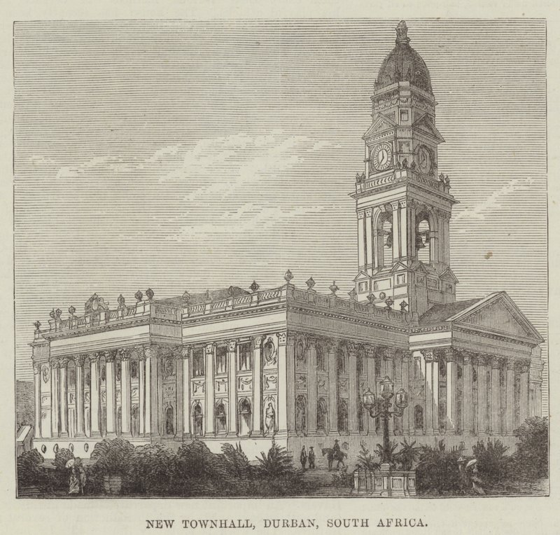 New Townhall, Durban, Sydafrika (gravering) af English School