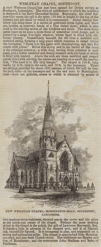 New Wesleyan Chapel, Mornington-Road, Southport, Lancashire (gravering) af English School