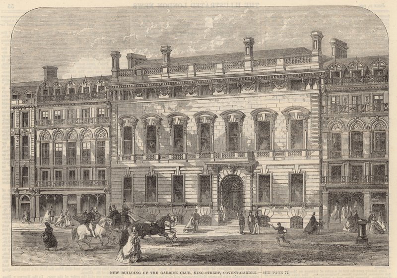Ny bygning af Garrick Club, King Street, Covent Garden af English School
