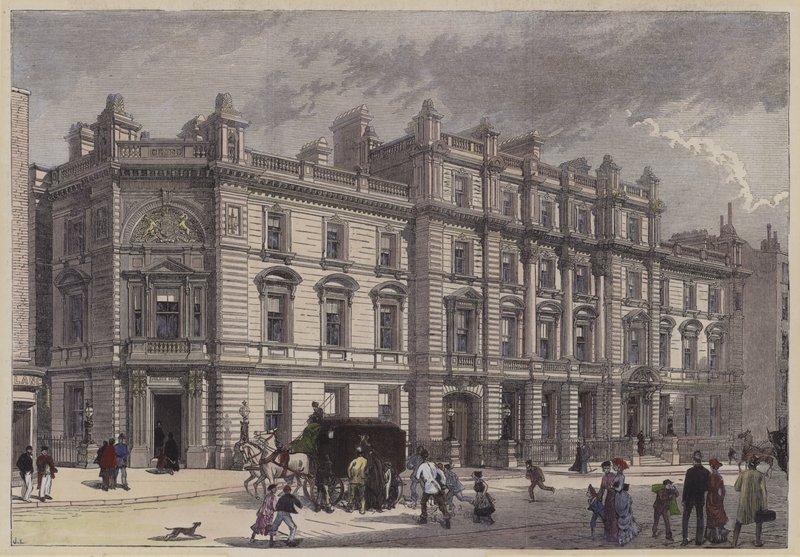 Nyt retshus og politistation, Bow Street, London, c1880 (farvet indgravering) af English School