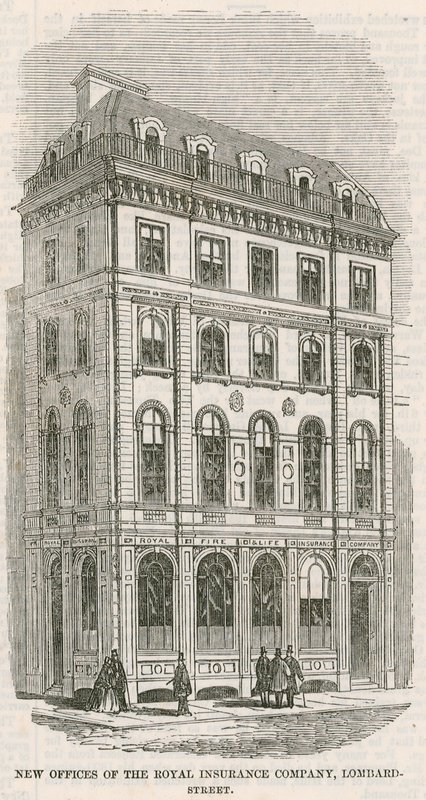 Nye kontorer for Royal Insurance Company, Lombard Street, London af English School