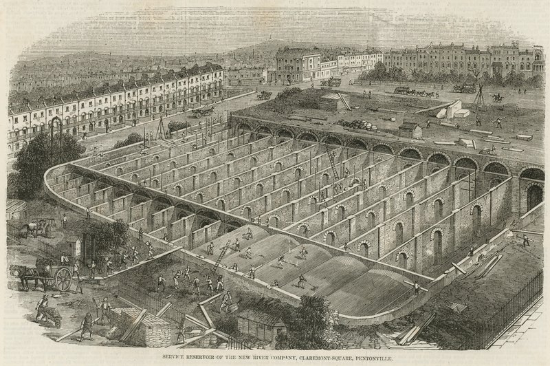 Nyt reservoir af New River Company, Claremont Square, Pentonville af English School
