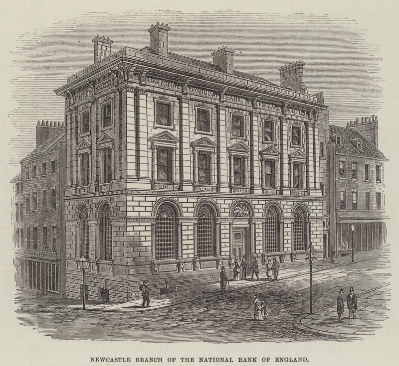 Newcastle Branch af National Bank of England (gravering) af English School
