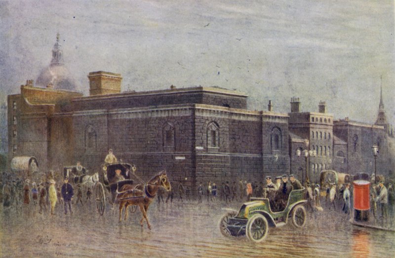 Newgate Prison, før dets nedrivning (s/h foto) af English School