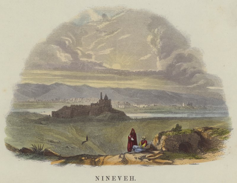 Nineveh (farvet gravering) af English School