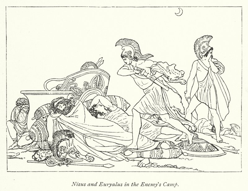 Nisus og Euryalus i fjendens lejr (billeder) af English School