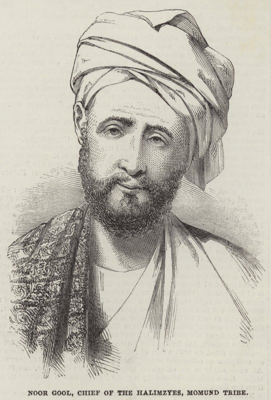 Noor Gool, høvding for Halimzyes, Momund-stammen (gravering) af English School