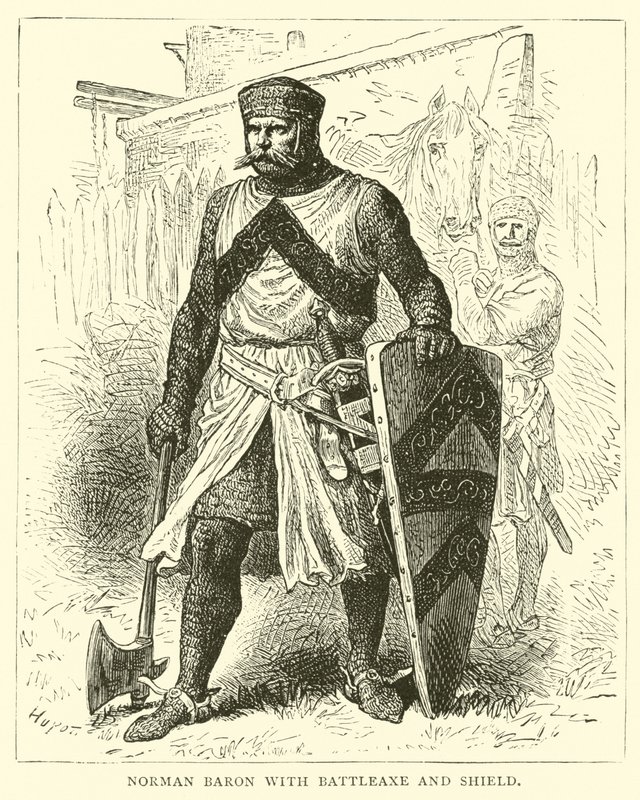 Norman Baron med stridsøkse og skjold af English School