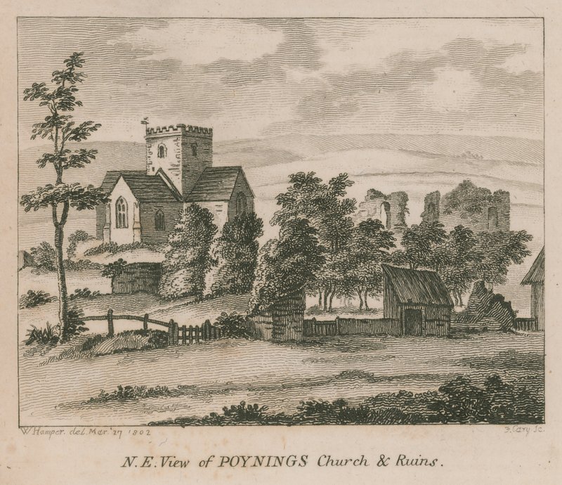 Nordøst udsigt over Poynings Kirke i Poynings af English School