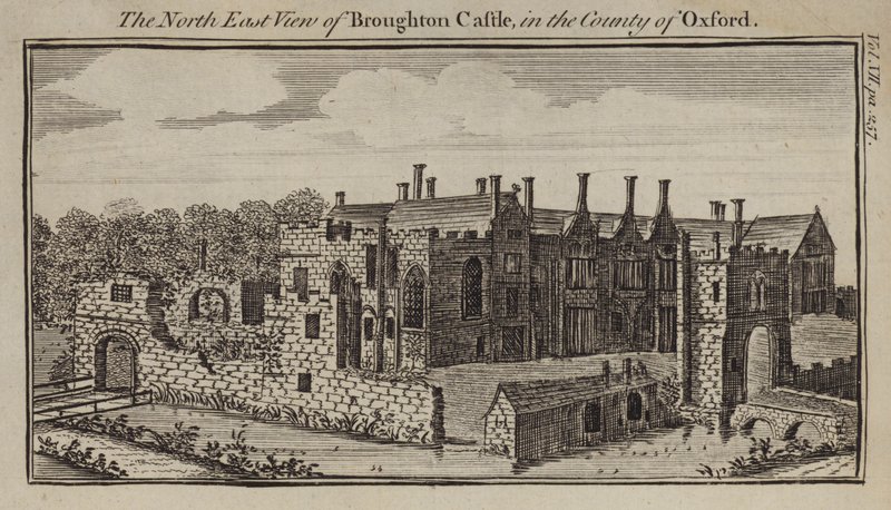 Nordøst udsigt over Broughton Castle, Oxfordshire af English School
