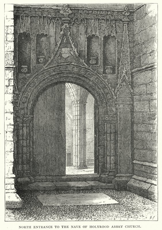 Nordindgang til Nave of Holyrood Abbey Church (gravering) af English School