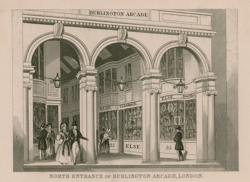 Nordindgangen til Burlington Arcade, London af English School