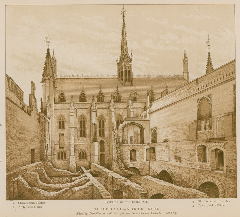 Nordsiden af Guildhall, London af English School