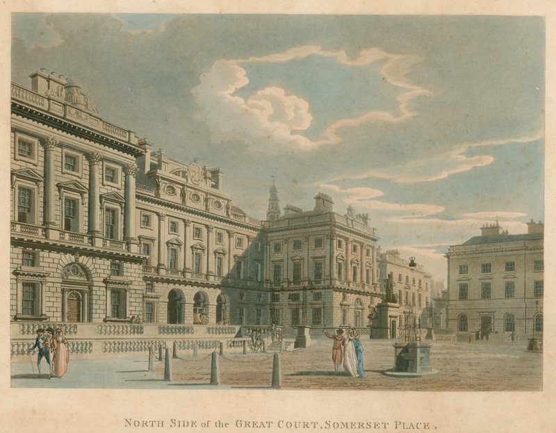 Nordsiden af Great Court, Somerset Place (Somerset House), Strand, London af English School