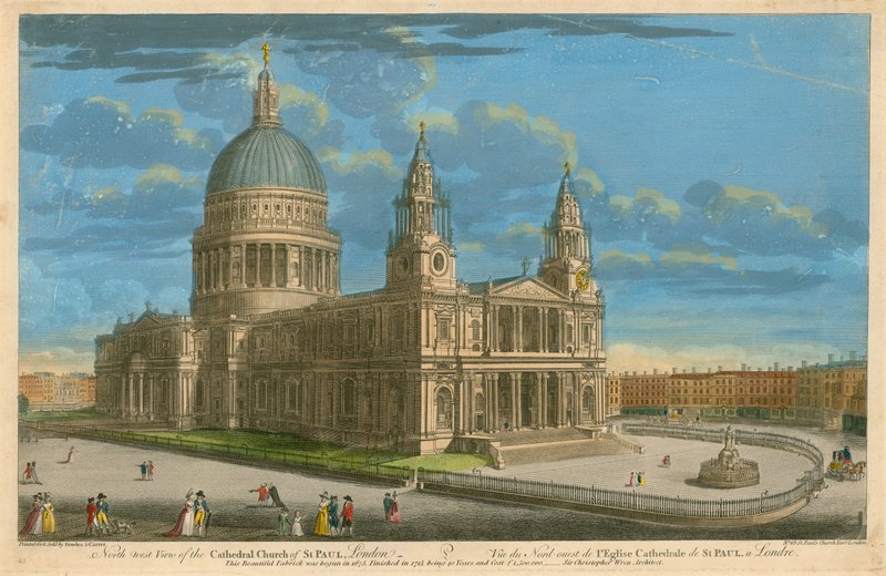 Nordvestudsigt over Cathedral Church of St Paul, London af English School