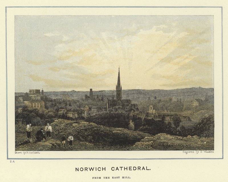 Norwich Cathedral, fra East Hill af English School
