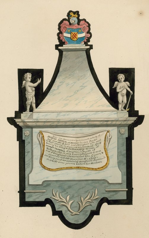 Norwood kirkegård; grav af Francis Merick af Norcut, som døde i 1702 af English School