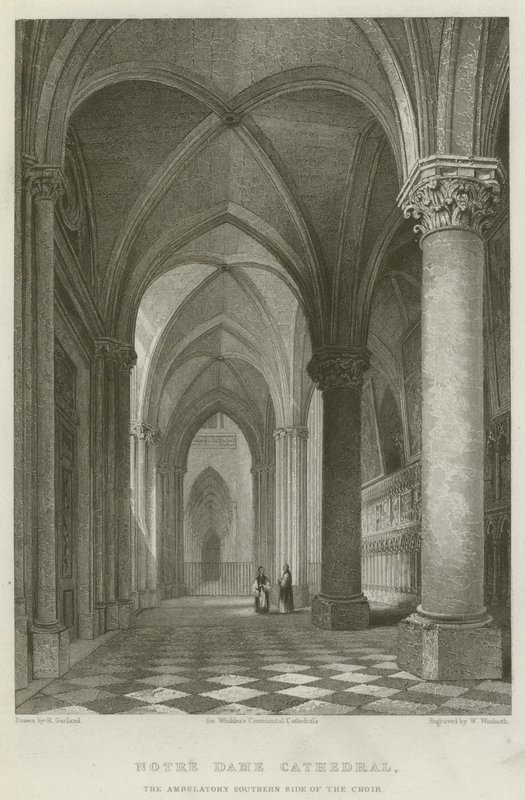 Notre Dame-katedralen, den ambulante sydlige side af koret (gravering) af English School