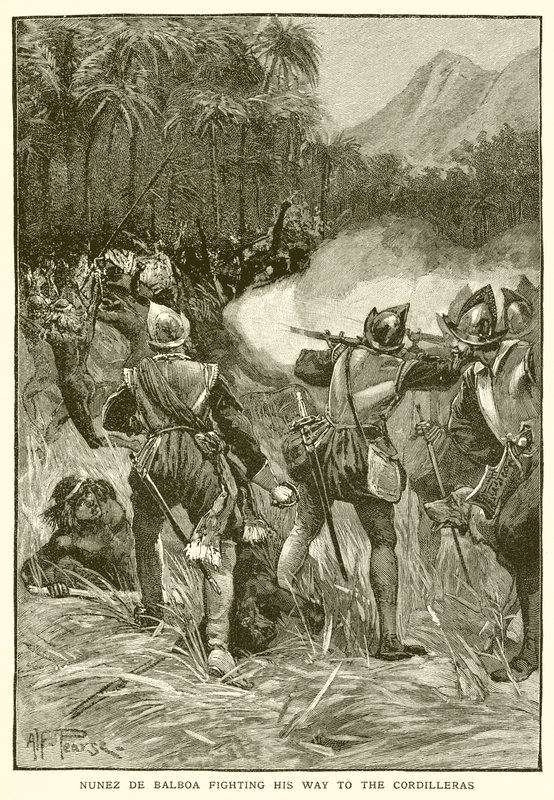 Nunez de Balboa kæmper sig vej til Cordilleras af English School
