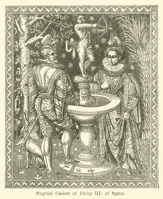 Philip III af Spaniens bryllupskiste (kobberstik) af English School